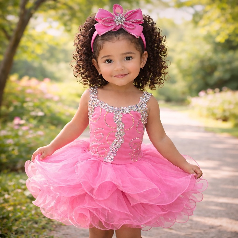Girls pink pageant cupcake birthday princess dress
